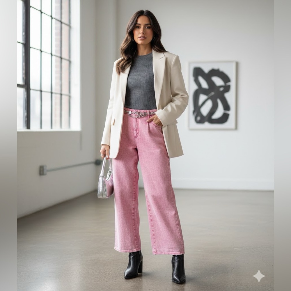 House of Harlow 1960 Nicole Richie Pink Acid Wash Wide Leg Pants Size 31